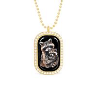 Lindo collar con colgante divertido de acuarela de mapache para mujer, joyería de moda personalizada, collares de diamantes para boda, cumpleaños, oro y plata, talla única, Metal, No es una piedra