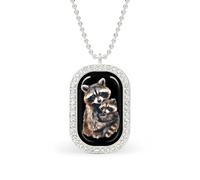 Lindo collar con colgante divertido de acuarela de mapache para mujer, joyería de moda personalizada, collares de diamantes para boda, cumpleaños, oro y plata, talla única, Metal, No es una piedra