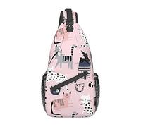 Lindo Colorido Gatitos Gatos Rosa Sling Bag para Mujeres Hombres Crossbody Mochila Casual Senderismo Mochila Hombro Pecho Bolso