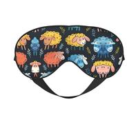 Lindo colorido patrón de dibujos animados de ovejas para dormir, diseño actualizado, bloqueo de luz, ojos de noche, para hombres y mujeres, turnos de trabajo, viajes