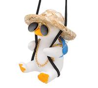 Lindo Columpio de Pato decoración de Coche, Colgante Colgante de Coche de Pato Reduce la Fatiga de conducción. Lleve Placer de jardín al Espejo retrovisor de su automóvil (Cadena Dorada de Gafas de