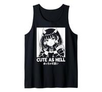 Lindo como El Infierno Japonés Kanji Anime Oni Chica Gótico Estética Camiseta sin Mangas