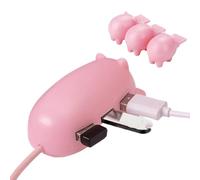 Lindo concentrador de puerto USB, estación de acoplamiento USB linda,Hub adaptador USB con forma de cerdo - Hub USB de 3 puertos, concentrador de extensión USB con 3 tapas decorativas de cerdo para un