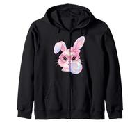 Lindo Conejito de Pascua en Gafas soplando un Chicle Chica Niño Sudadera con Capucha