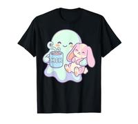 Lindo Conejito Fantasma Amante del Café Kawaii Halloween Amante Camiseta gráfica económica