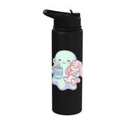 Lindo Conejito Fantasma Amante del Café Kawaii Halloween Amante Stainless Steel Insulated Water Bottle
