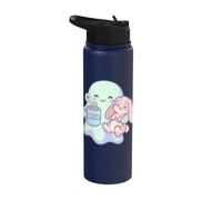Lindo Conejito Fantasma Amante del Café Kawaii Halloween Amante Stainless Steel Insulated Water Bottle