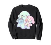 Lindo Conejito Fantasma Amante del Café Kawaii Halloween Amante Sudadera