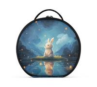 Lindo Conejito Luna Bolsa de Maquillaje Organizador de Circular Cosméticos Bolsas Creatividad con Divisor Ajustable para Mujeres