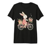 Lindo Conejito Montar Bicicleta niños niñas Animales Bicicleta Camiseta Premium