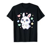 Lindo Conejo Chibi Pastel Corazones Estrellas Conejo Kawaii Camiseta