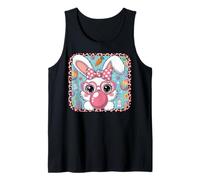Lindo Conejo de Pascua Bubble Gum Girl Leopard Pattern Kawaii Art Camiseta sin Mangas