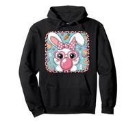 Lindo Conejo de Pascua Bubble Gum Girl Leopard Pattern Kawaii Art Sudadera con Capucha