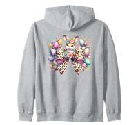 Lindo conejo de Pascua con una cinta de leopardo y huevo de Pascua. Chica Sudadera con Capucha