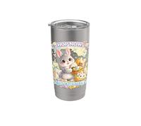 Lindo conejo de Pascua mariposa Hop Now Snack Later Floral Vaso térmico de acero inoxidable de doble pared
