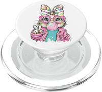 Lindo Conejo de Pascua Signo de Paz Bubble Gum Spring Art Kids Girl PopSockets PopGrip para MagSafe