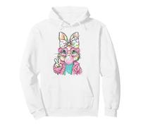 Lindo Conejo de Pascua Signo de Paz Bubble Gum Spring Art Kids Girl Sudadera con Capucha