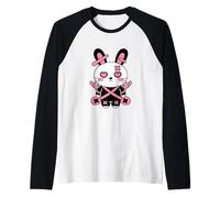 Lindo conejo emo espeluznante kawaii liebre pastel gótico Camiseta Manga Raglan