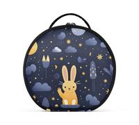 Lindo Conejo Luna De Dibujos Animados Bolsa de Maquillaje Organizador de Circular Cosméticos Bolsas Creatividad con Divisor Ajustable para Mujeres