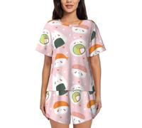Lindo conjunto de pijamas de sushi (2) para mujer, de manga corta y para d