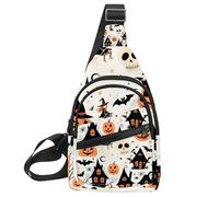 Lindo conjunto de vectores con ilustraciones de Halloween 1_21, mochila cruzada convertible, pequeña bolsa de pañales para senderismo, Multicolor 08, 11.8x7x1.5in/30x18x4cm