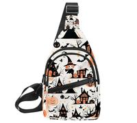 Lindo conjunto de vectores con ilustraciones de Halloween 1_21, mochila cruzada convertible, pequeña bolsa de pañales para senderismo, Multicolor 20, 11.8x7x1.5in/30x18x4cm