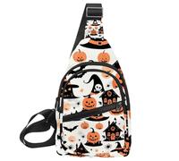 Lindo conjunto de vectores con ilustraciones de Halloween 1_21, mochila cruzada convertible, pequeña bolsa de pañales para senderismo, Multicolor 10, 11.8x7x1.5in/30x18x4cm