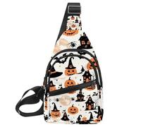 Lindo conjunto de vectores con ilustraciones de Halloween 1_21, mochila cruzada convertible, pequeña bolsa de pañales para senderismo, Multicolor 01, 11.8x7x1.5in/30x18x4cm