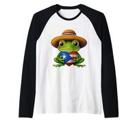 Lindo Coquí Puerto Rico Bandera Rana Orgullo Puertorriqueño Tropical Camiseta Manga Raglan