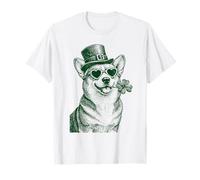 Lindo Corgi con Gafas de Sol trébol día de San Patricio Perro Camiseta