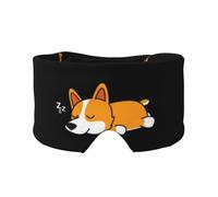Lindo Corgi durmiendo,Máscara para ojos con bloqueo de luz y protección ocular completa para dormir, orejeras y ojos.
