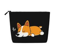 Lindo Corgi durmiendo,Neceser de Maquillaje de imitación Lino, Neceser de Viaje portátil