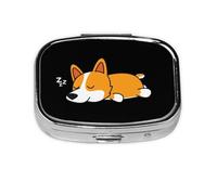 lindo corgi durmiendo, Pastillero cuadrado para bolsillo o monedero, pequeño contenedor de pastillas, organizador de pastillas de viaje