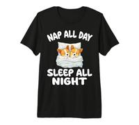 Lindo Corgi Nap All Day Sleep All Night Pijama Camisón Camiseta Premium