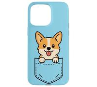 Lindo Corgi Puppy Pocket Pal, divertido amante de los perros Corgi Carcasa para iPhone 15 Pro Max