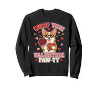 Lindo Corgi Valentine Paw-ty Art en Forma de corazón con Forma de corazón, Divertido Amor por un Cachorro Sudadera