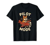 Lindo Corgi Volando Vintage Avión Modo Piloto Camiseta