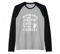 Lindo Corro En Café Caos Y Cuss Palabras Adicto al Café Camiseta Manga Raglan