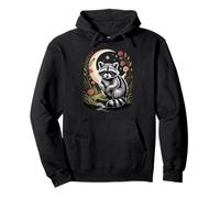 Lindo Cottagecore Estética Mapache Luna Creciente Floral Girl Sudadera con Capucha