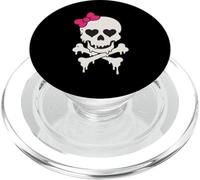 Lindo cráneo goteando lazo rosa hueso cruzado Halloween mujeres niñas PopSockets PopGrip para MagSafe