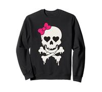 Lindo cráneo goteando lazo rosa hueso cruzado Halloween mujeres niñas Sudadera