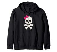 Lindo cráneo goteando lazo rosa hueso cruzado Halloween mujeres niñas Sudadera con Capucha