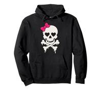 Lindo cráneo goteando lazo rosa hueso cruzado Halloween mujeres niñas Sudadera con Capucha
