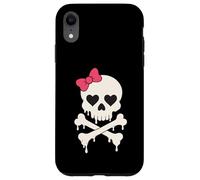 Lindo cráneo rosa lazo goteando hueso cruzado Halloween mujeres niñas Carcasa para iPhone XR