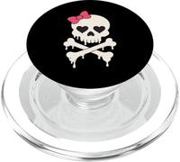 Lindo cráneo rosa lazo goteando hueso cruzado Halloween mujeres niñas PopSockets PopGrip para MagSafe