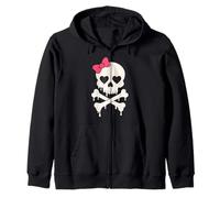 Lindo cráneo rosa lazo goteando hueso cruzado Halloween mujeres niñas Sudadera con Capucha
