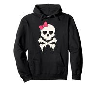 Lindo cráneo rosa lazo goteando hueso cruzado Halloween mujeres niñas Sudadera con Capucha