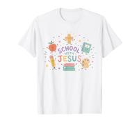 Lindo Cristiano de Vuelta a la Escuela con Jesús Maestro Estudiante Camiseta gráfica económica