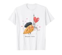 Lindo Croissant Bonjour Love Day Paris Travel Kids Souvenir Camiseta