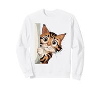 Lindo Curioso Gato Mirando Grandes Ojos Animados Felino Sudadera